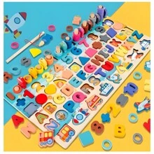 Juguete Educativo Tablero Montessori Grande Madera Dinamico Colores Letras Numeros Transportes Conteo Pesca Matemáticas Divertido Multicolor Abcedario Figuras Geometricas Practico Ligero