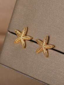1 Đôi bông tai hình sao biển dễ thương, phù hợp cho phụ nữ và bé gái, họa tiết duyên dáng, trang sức thời trang mùa hè đi biển, phụ kiện quà tặng. - sao biển - Xem 4