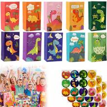 30 stuks dinosaurus feestzakjes dikke papieren dinosaurus cadeauzakjes dinosaurus feestzakjes geurloze snoepzakjes met 36 stickers voor kinderfeestjes verjaardag babyshowers terug naar school valentijnsdag