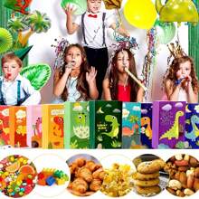 30 stuks dinosaurus feestzakjes dikke papieren dinosaurus cadeauzakjes dinosaurus feestzakjes geurloze snoepzakjes met 36 stickers voor kinderfeestjes verjaardag babyshowers terug naar school valentijnsdag