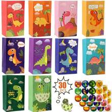 30 stuks dinosaurus feestzakjes dikke papieren dinosaurus cadeauzakjes dinosaurus feestzakjes geurloze snoepzakjes met 36 stickers voor kinderfeestjes verjaardag babyshowers terug naar school valentijnsdag