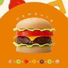 3-teiliges Spielzeug-Set für Kinder, abnehmbarer Burger, Pommes Frites und Eiscreme für die Rollenspiel-Küche mit Geschenkbox