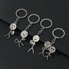 One Large Cartoon Couple Pendant Funny Personalized Graffiti Matchstick Stainless Steel Keychain Key Ring Pendant Car Keychain Bag Pendant Shoulder Bag Crossbody Bag Tote Bag Party Holiday Gift Birthday Valentine Teenage Girl Female College Student Teacher Car Accessories Bag Charm School College Cute Goth Y2k
