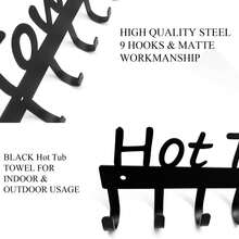 Black Hot Tub Towel Rack For Bathrobes Clothes 9 Hooks - Black - View 3