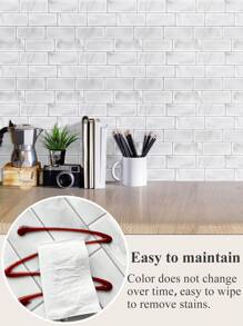 WoStick 自粘瓷砖防溅板，地铁砖图案，适用于厨房和浴室，尺寸：11.56 英寸 x 8.38 英寸，装饰贴纸，适用于儿童房、婴儿房、游戏室、客厅、卧室 - 大理石紋 - 查看 6