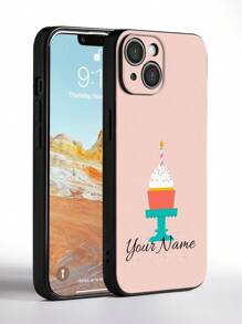 Baby Pink 1pc Custom Name Phone Case,Cake Pattern Custom Name Mobile IPhone Case,Personalized Birthday IPhone Case,TPU IPhone Case,Shockproof Protection For Your Phone,IPhone Series,Case Compatible With IPhone Pro/Pro Max/X/XR/XS/XS Mini/Max,Unique Gift For Her/Him,Birthday Gift,Boyfriend,Girlfriend,Lover,Wife,Husband,Friends,Families,Choice Ideal For Birthdays