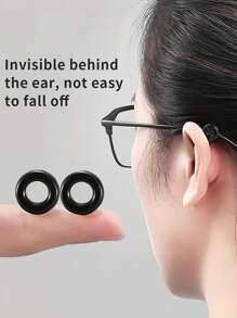 10對眼鏡耳朵夾-運動眼鏡耳勾矽膠防滑眼鏡鼻托套管固定架 - 黑色 - 查看 1