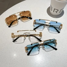 Kính Mát Đầu Hổ Vàng Không Gọng Cho Nam - Chống Chói, Chống Tia UV, Kính Mắt Lái Xe Thời Trang Kính Chống Nắng - kính không gọng da báo - Xem 3
