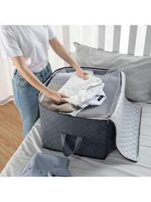 1 Pieza De Bolsa Pegable Para Ropa, Bolsa De Almacenamiento De Edredón, Manta, Ropa, Plegable - Gris - Ver 2