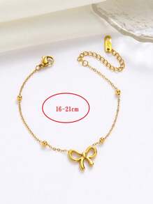 1 件女士不锈钢金球珠蝴蝶吊坠手链，时尚日常珠宝礼物，不含礼品盒