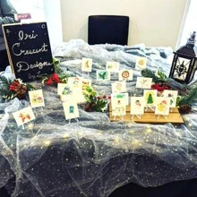 10 Yards Stern Mond Laser Pailletten Tüllrolle weiches Tüllband für Partydekoration DIY Handwerk Tutu Rock Zubehör Hochzeitshintergrund Bühnendekoration Nähen Mesh