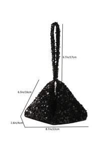 Lightweight, Business Casual Rhinestone Decor Bucket Bag Mini Drawstring Design, Clear Bag Faux Pearl Bag Evening Bag, Dinner Bag Glamorous, Elegant, Exquisite, Quiet Luxury Rhinestone For Party Girl, Woman, Bride Perfect For Party, Dinner/Banquet Christmas Party Dress, Perfectly Matching With New Years Outfit, Excellently Matching With Party Dresses For Women ,Wedding - Black - View 10