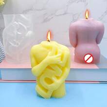 3D Muscle Man Silicone Candle Mold LOVE Hugging Male Body Aromatherapy Craft Making Tool Home Art Decor Sketching Reference In Plaster - White - View 8