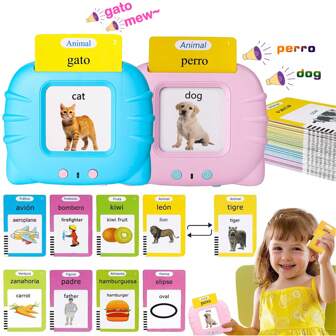 圣诞装饰 1 件西班牙语和英语双语说话闪存卡 224 个单词，适合儿童，适合幼儿的口袋语音，感官玩具，适合学龄前儿童的西班牙语/英语说话，幼儿园学习蒙特梭利玩具适合外语学习者工具学校，学生，文具，学校用品学校用品，蒙特梭利玩具，闪存卡，幼儿玩具，闪存卡学习，婴儿闪存卡，蒙特梭利