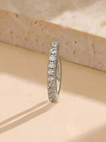 1pc Fashionable Rhinestone Belly Button Ring For Women, Body Piercing Jewelry - Silver - View 1