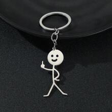 One Large Cartoon Couple Pendant Funny Personalized Graffiti Matchstick Stainless Steel Keychain Key Ring Pendant Car Keychain Bag Pendant Shoulder Bag Crossbody Bag Tote Bag Party Holiday Gift Birthday Valentine Teenage Girl Female College Student Teacher Car Accessories Bag Charm School College Cute Goth Y2k