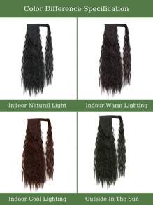 Tóc giả đuôi ngựa dài 18-30 inch màu đen, nâu và vàng, xoăn gợn sóng, có khóa dán, kiểu tóc bông xù, thích hợp cho phụ nữ và bé gái, dự tiệc và sử dụng hàng ngày. - Black-brown - Xem 10