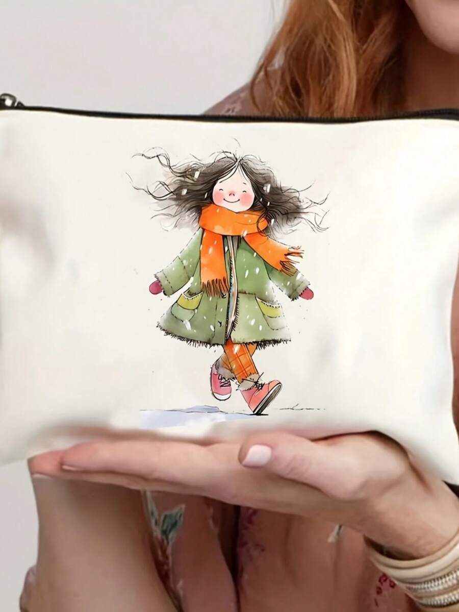 1 Miếng Sáng tạo dễ thương Cô gái Hoạt hình Hình ảnh Túi trang điểm Dây kéo Cái túi , Phòng vệ sinh Túi bảo quản , Qủa tặng Đối với Bạn Cô gái Của mẹ Sinh nhật Và Tốt nghiệp Dung lượng lớn Của phụ nữ Túi mỹ phẩm - phong cách 3 - Xem 1