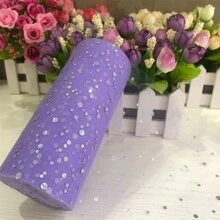10 碼 6 英寸銀漆亮片軟蕾絲捲軸，適用於派對裝飾 DIY 手工藝，芭蕾舞裙配件，婚禮背景布幕，舞台裝飾，縫紉網布 - 彩色 - 查看 15