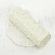10 Yards Stern Mond Laser Pailletten Tüllrolle weiches Tüllband für Partydekoration DIY Handwerk Tutu Rock Zubehör Hochzeitshintergrund Bühnendekoration Nähen Mesh