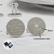 Nút nam tùy chỉnh Khuy măng sét nam Kỷ niệm đặc biệt Nút hải quan làm quà tặng sinh nhật hoặc quà tặng ngày của cha - Màu Bạc Cổ - Xem 1