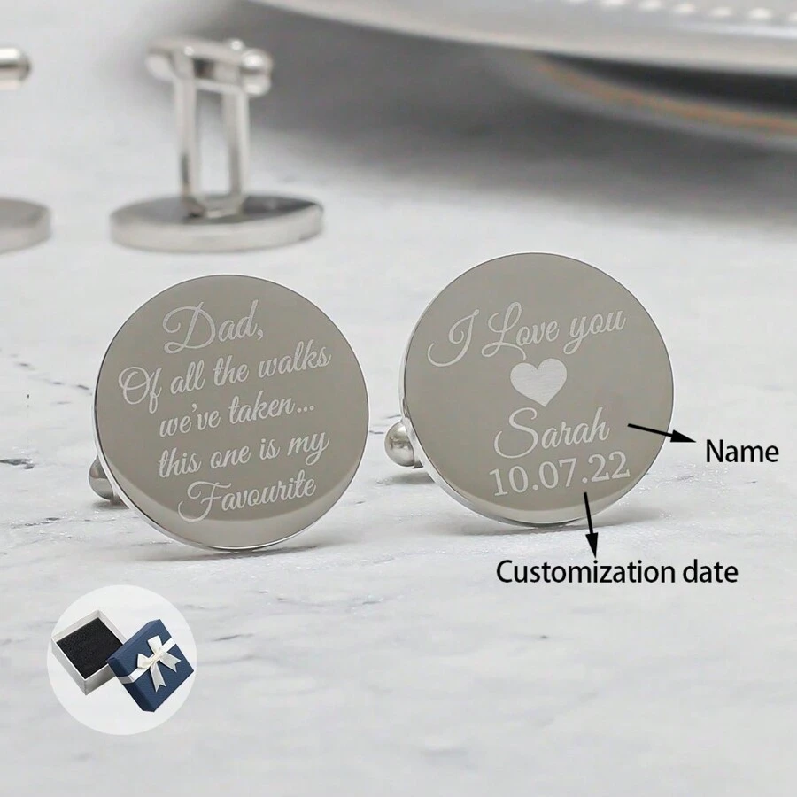 Nút nam tùy chỉnh Khuy măng sét nam Kỷ niệm đặc biệt Nút hải quan làm quà tặng sinh nhật hoặc quà tặng ngày của cha - Màu Bạc Cổ - Xem 1