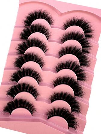 7 Paar Katzenauge 3D Nerz Fell Künstliche Wimpern, weich, fein, natürlich & wiederverwendbar für dicke & verlängernde Wimpernstreifen, Wimpern, Künstliche Wimpern