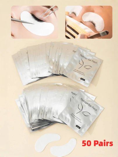 50 pares de parches de gel para extensión de pestañas, almohadillas para ojos sin pelusa, pegatinas debajo de los ojos, herramientas de extensión de pestañas, para aislamiento, protección e injerto de extensiones de pestañas