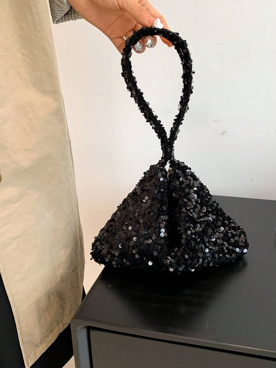 Lightweight, Business Casual Rhinestone Decor Bucket Bag Mini Drawstring Design, Clear Bag Faux Pearl Bag Evening Bag, Dinner Bag Glamorous, Elegant, Exquisite, Quiet Luxury Rhinestone For Party Girl, Woman, Bride Perfect For Party, Dinner/Banquet Christmas Party Dress, Perfectly Matching With New Years Outfit, Excellently Matching With Party Dresses For Women ,Wedding