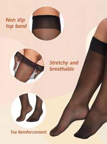 Briartw 6 Pares/Pacote Tons de Pele e Meias-Calças, Meias Ultrafinas, Meias Acima do Tornozelo Femininas, Confortáveis, Y2k