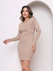 Women Knit Tops - Màu be - Xem 3