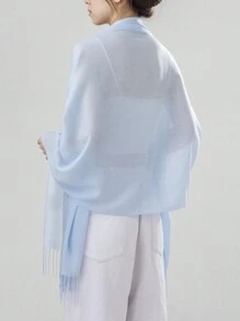 1pc Women's Solid Color Fringe Elegant Soft Lightweight Scarf Shawl For Outdoor Sun Protection