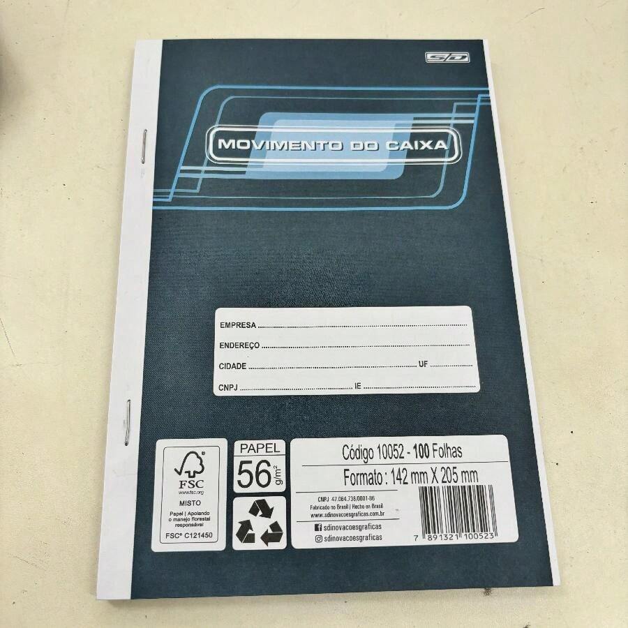 Livro Movimento de Caixa 1/4 100 Folhas 145mm x 210mm - Branco - Visão 1