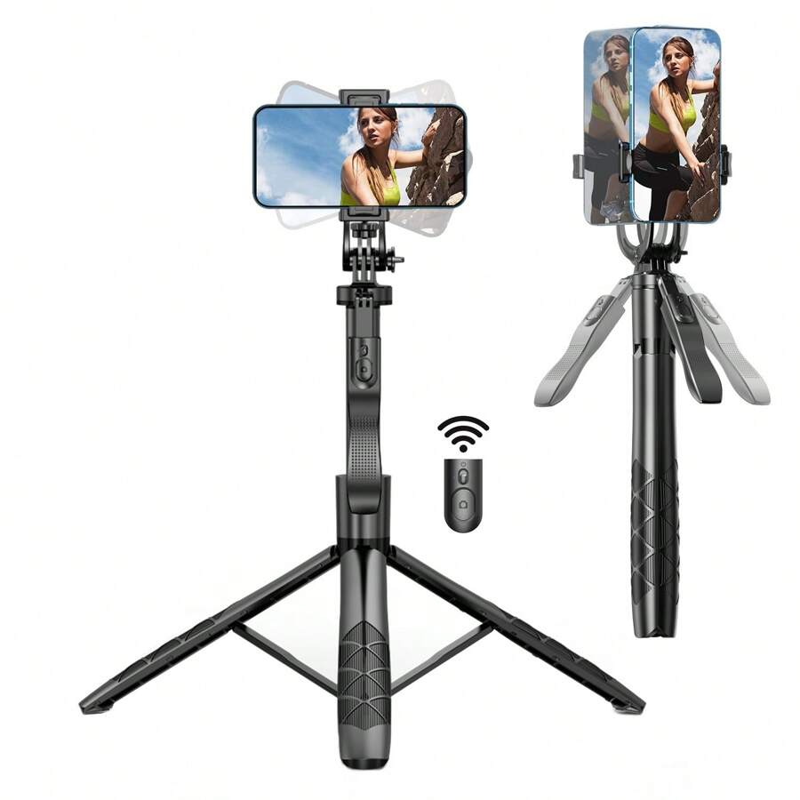 A Black 1.57 Meter Long Bluetooth Selfie Stick For Mobile Phones