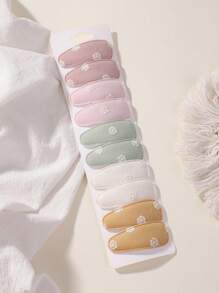 10pcs Cloth Material Printed Morandi Color Tone Hair Clips, Suitable For Children And Baby Girls' Fringes