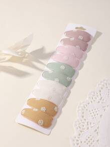 10pcs Cloth Material Printed Morandi Color Tone Hair Clips, Suitable For Children And Baby Girls' Fringes