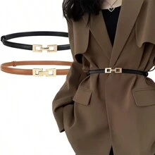 1 件女士细皮带正装腰带细腰带金色扣可调节女士腰带情人节夏季、学校秋季、秋季、万圣节 - 彩色 - 查看 6