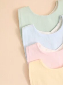 4pcs Không thấm nước Màu thuần Em bé Với Hình chữ-U Vòng cổ Và Mô hình Cartoon , Thích hợp Đối với Cả hai Con trai Và Cô gái - Nhiều màu - Xem 3