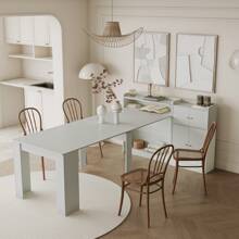QQD 20"-100" Extendable Dining Table With Storage Sideboard For 6-10 Person, Extra Long Transformer Table, Modern Multifunctional Conference Meeting Table With Extension Leaves Holder