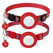 2 包 Airtag 猫项圈（带铃铛）、反光小猫项圈（带苹果 Airtag 猫项圈支架）、可调节 7-12 英寸、带扣（适用于母猫和公猫）、宠物用品、配饰、礼品 - 彩色 - 查看 16