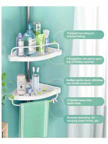 Corner Organizer Bathroom Storage Shelf - White - View 6