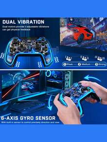 Wireless Gamepad With RGB Neon Lights Compatible With Switch OLED, Switch Lite, IOS, Android And PC With Wireless Functionality, 6-Axis Sensing Function And Game Control