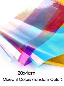 8入組3D全息指甲箔玻璃紙反光鏡片效果指甲藝術貼紙美甲指甲藝術裝飾夏季指甲DIY