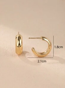 One Pair Of Stylish And Simple Stainless Steel C-Shaped Earrings Suitable For Daily Wear By Women