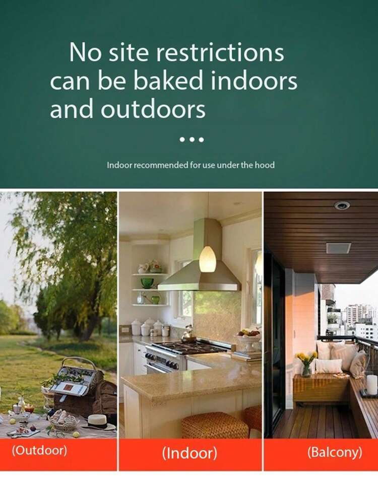 Portable Disposable BBQ Grill Kit For Home Outdoor Gathering, Smokeless Charcoal Mini Barbecue Stove With Meat Rack, 1 Set Of Tools - Blue - View 6