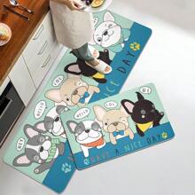 1pc Bulldog Pattern Soft Plush Surface Anti-Fatigue Mat, Home Decor, Bathroom Decor, Bathroom Rug, Bathroom Non-Slip Mat, Kitchen Decor, Kitchen Mat, Bathroom Set, Gift, Entrance Mat, Hallway Mat - Multicolor - View 7