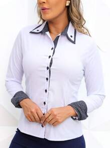 Women Blouses - 黑與白 - 查看 11