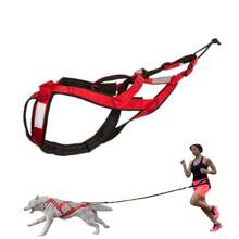 Arnés reflectante para arrastrar trineos para perros medianos y grandes - Chaleco de nailon ajustable a prueba de choques con almohadilla de soporte lumbar, apto para esquí de fondo con perro