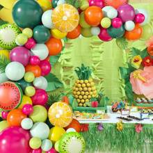 Conjunto de decoración para fiesta temática de frutas de verano con 115 piezas de globos de aluminio con diseño de sandía, naranja y limón para fiestas de cumpleaños y de playa - Multicolor - Ver 4