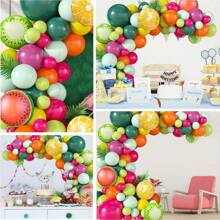 Conjunto de decoración para fiesta temática de frutas de verano con 115 piezas de globos de aluminio con diseño de sandía, naranja y limón para fiestas de cumpleaños y de playa - Multicolor - Ver 5